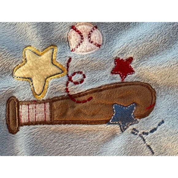 Circo Baby Blue Baseball Bat Blanket With Satin Trim - Soft Plush Polyester Embr - Picture 2 of 9